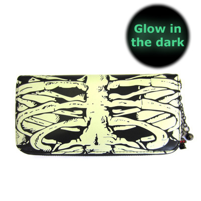 Banned - Glow in the Dark Skeleton Ribcage Ladies wallet - Black/White